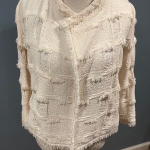 NWT St. John Couture white ruffled jacket size 2